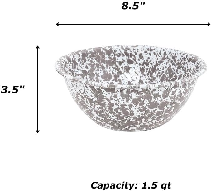 Crow Canyon Home Enamelware Serving Bowl - 1.5 quart, Red/White Splatter