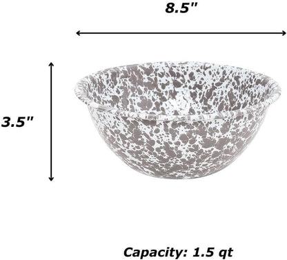 Crow Canyon Home Enamelware Serving Bowl - 1.5 quart, Red/White Splatter