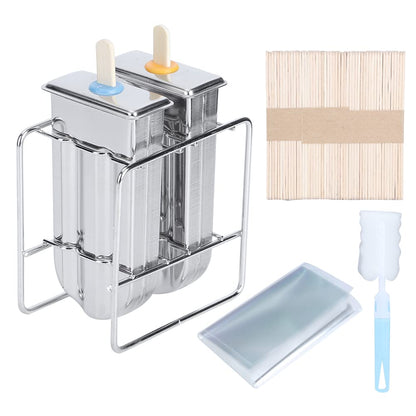 MOUMOUTEN Stainless Steel Popsicle Molds, Ice Cream Mould Home Kitchen DIY Ice Maker Tool for Ice Candy Lolly Pops, Juice and Fruit Smoothies(Round head)