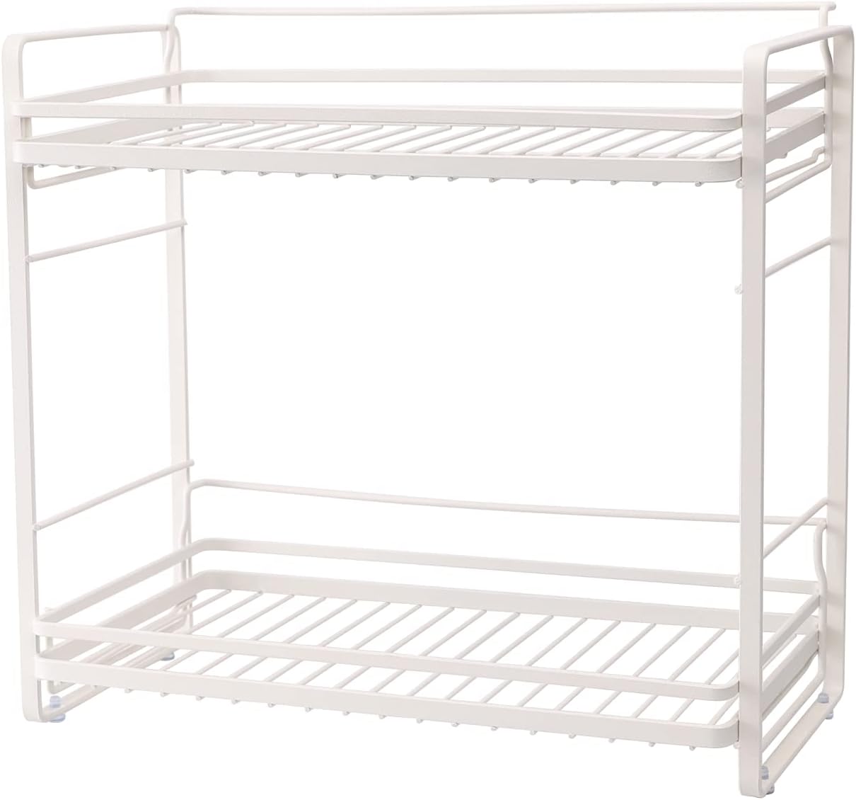 zccz 2-Tier Bathroom and Kitchen Organizer, Easy Assembly Storage in White Cream Color for Countertop