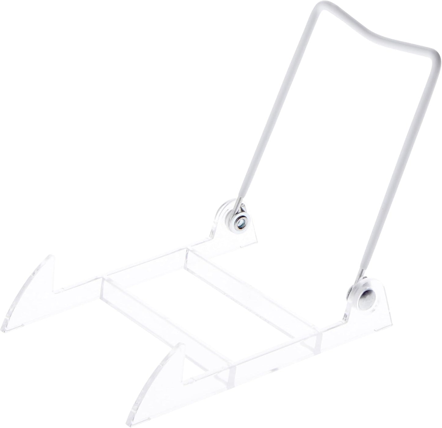 Bard's Folding White and Clear Plastic Easel Stand, 4" H x 4" W x 5.25" D