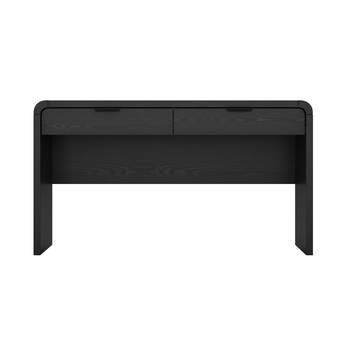 Manhattan Comfort Grace 54" Modern Office Desk with 2 Drawers, Wood Table with Metal Recessed Handles for Work from Home, Study, Craft, Stylish Executive Desk, Black