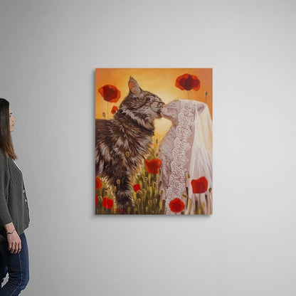CANVAS ON DEMAND Cats Wedding, 2023 Canvas Wall Art Print by Yue Zeng, Home Decor, Wildlife, Pet Artwork,36" x45in