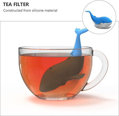 PRETYZOOM Silicone Tea Infuser Strainer - Whale Loose Leaf Tea Diffuser, Reusable Tea Holder