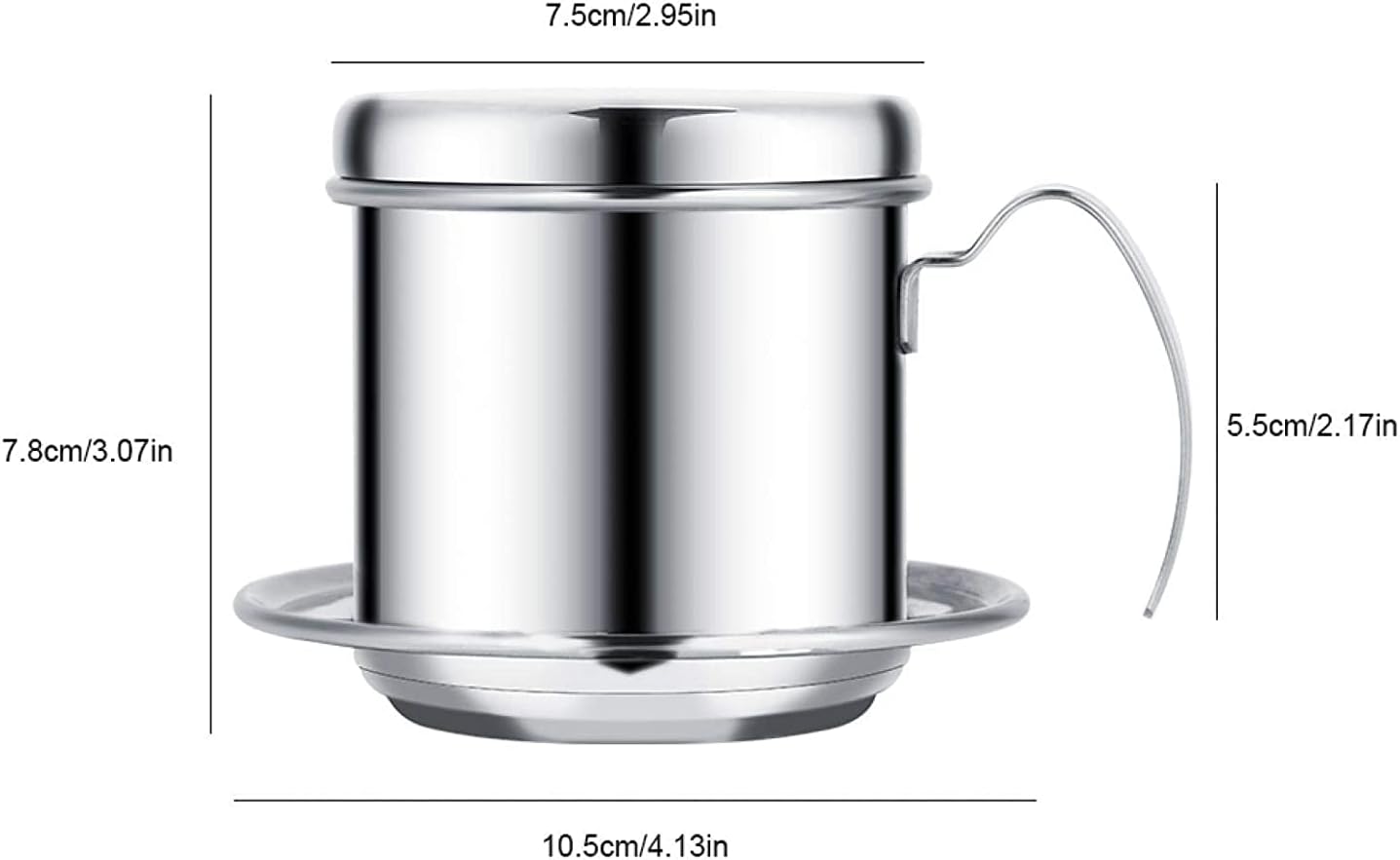 Stainless Steel Vietnamese Coffee Drip Filter, Manual Coffee Infuser, Single Serving Cup for Coffee Lovers