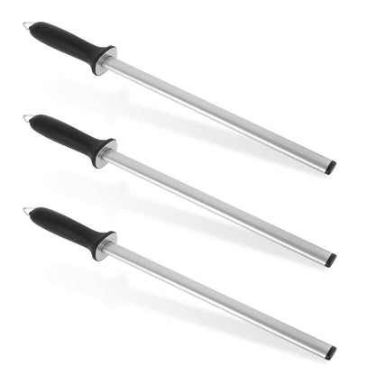 3 Pcs Diamond Sharpening Steel Rod, 12 Inches Diamond Honing Steel Knife Sharpener Rod, 1000 Grit Portable Knife Sharpener Stick for Honing Knives Blade