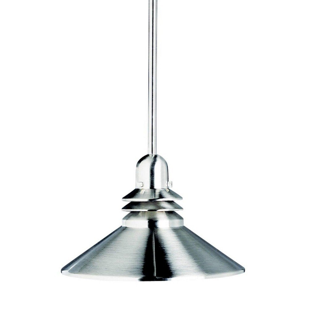 Kichler Grenoble Mini Pendant Light Fixture, Contemporary Kitchen Island Hanging Light with Brushed Nickel Cone Shade, 1-Light 150W Max for Kitchen Island or Dining Room (11" x 8"), 2714NI