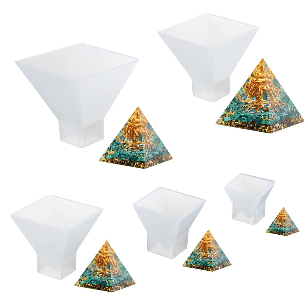 Mayitr 5pcs Silicone Pyramid Mold for DIY Crafts, 3D Reusable Silicone Mold | Perfect for Resin, Epoxy, Candle, Soap, Orgonite Making, Handmade Home Decor & Gifts
