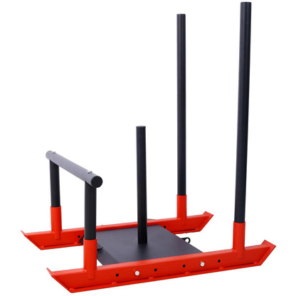 Geelife Weight Sled Fitness Sled - Steel Black+Red - Boost Your Speed and Strength - Outdoor Workouts -
