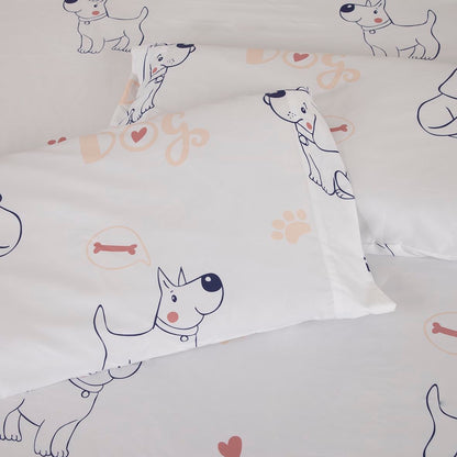 Comfy Deal Hight Thread Count Super Soft Microfiber Kid Breathable Bed Sheet Set with Pillowcase, Flat and Fitted Sheet (Twin, My Dog)