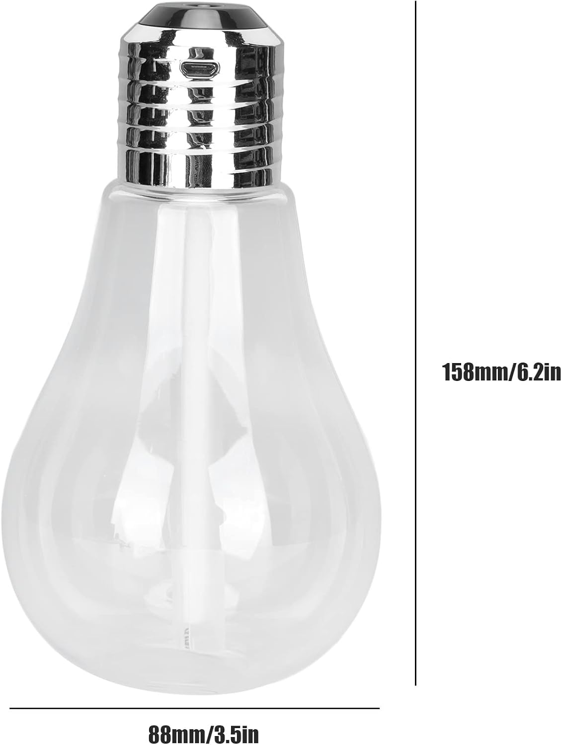 Portable Bulb Air Humidifier, USB Ultrasonic Mini Diffuser with 7 LED Colors for Home Office, 400mL, Silver