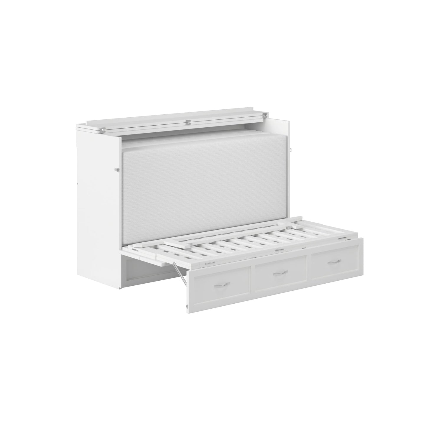 AFI Northfield Queen Size Murphy Bed Chest with Mattress, Storage, & Built-in Charger in White
