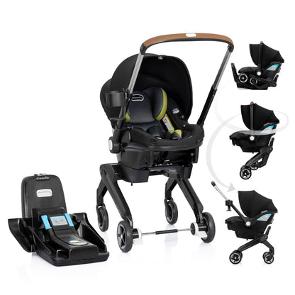 Evenflo Shyft DualRide Preemie and Infant Car Seat Stroller Combo 3-30lbs with Carryall Storage (Durham Green)