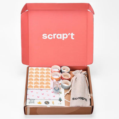 Scrapbook Kit - 80 Page Photo Album DIY Scrapbook - Holds 300+ Photos, with Metallic Pens, 150+ Stickers, Glue Pen, Washi Tapes, Backing Paper, Photo Corner Stickers (Starter Kit - 8 x 8 Inch, Kraft)