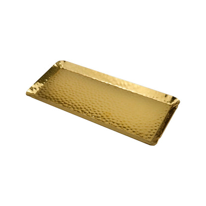 Antrader Hammered Rectangular Platter Serving Tray,Stainless Steel Decorative Storage Tray, Gold (10-Inch by 4-Inch)