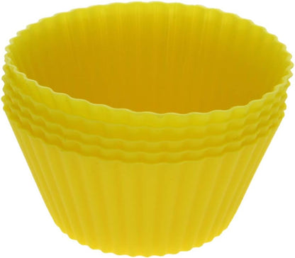 Utoolmart Silicone Baking Cups, Yellow Reusable Non-stick Cake Molds Set for Party Bakery Supplies, 5 Pcs