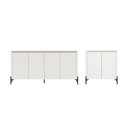 Manhattan Comfort Abbey 2 Piece Set, 67" Sideboard and Accent Cabinet with Adjustable Shelves, Modern Tray Top Design, Soft Close Doors, Ideal for Dining, Living Room, and Bedroom, Maple and Off White