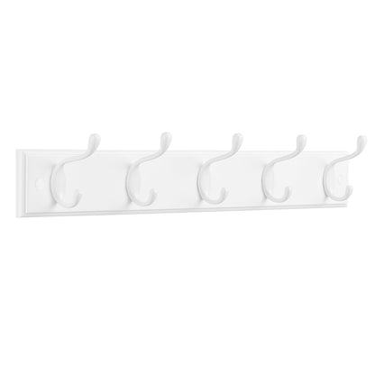SONGMICS Wall-Mounted Coat Rack, Hook Rack, 5 Dual Metal Hooks, for Coats, Bags, Keys, in The Entryway, Bedroom, Living Room, White ULHR235W01