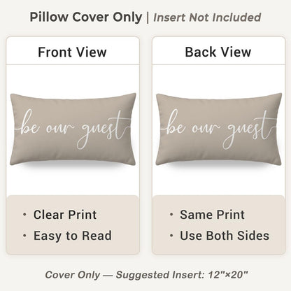 12x20 Inch, PANDICORN Decorative Throw Pillow Cover Soft Lumbar Cushion Case Pillowcase with Be Our Guest Quote, Indoor