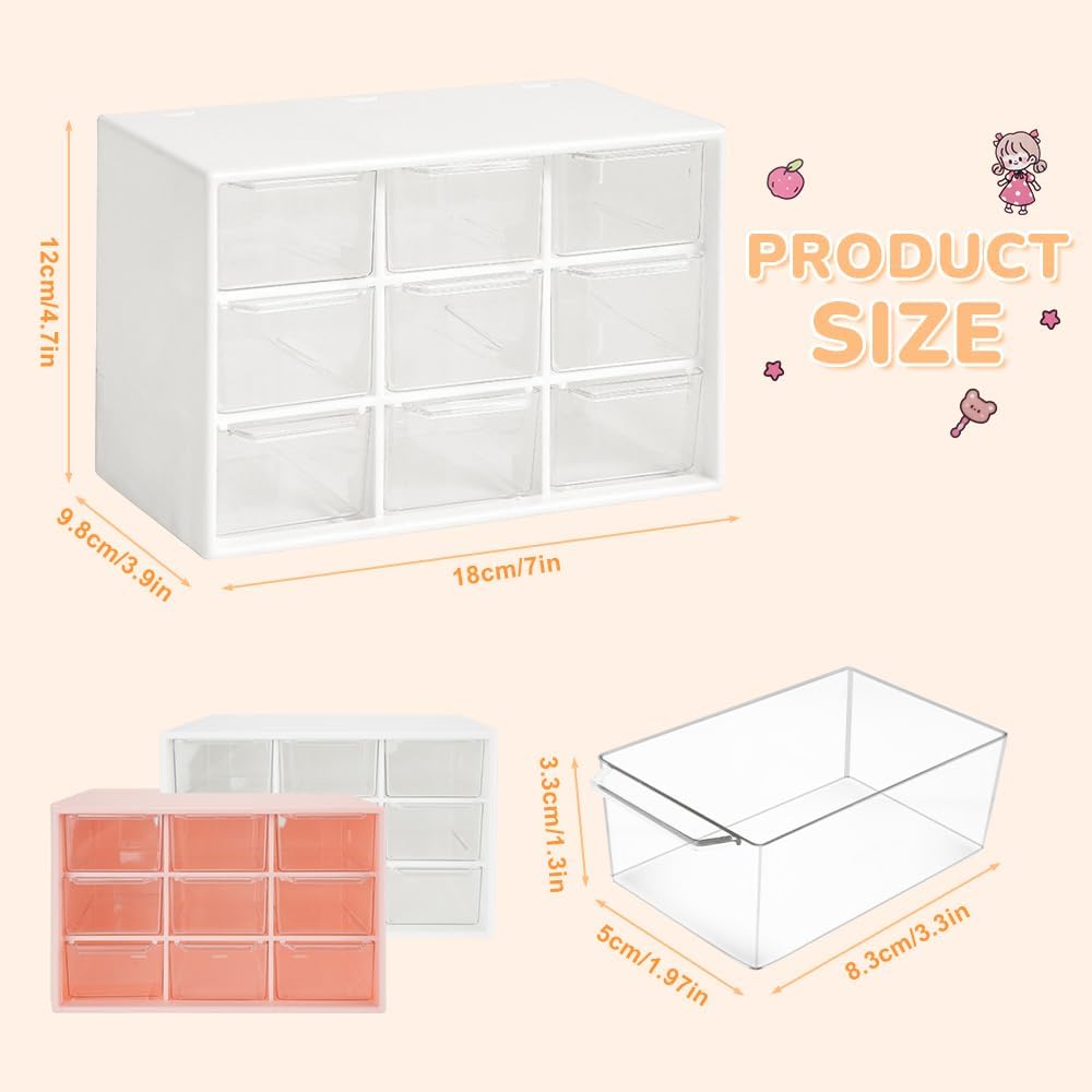 Mini Desk Organizer Drawer, 9 Removable Plastic Organizers for DIY Crafts, Art Supplies, and Jewelry Storage