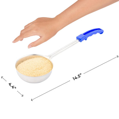 Restaurantware Met Lux 8 Ounce Portion Ladle 1 With Blue Handle Portion Serving Spoon - Does Not Corrode Dishwashable Stainless Steel Portion Control Serving Utensil Multipurpose
