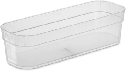 Sterilite 13538608 Narrow Storage Trays, Clear, 24 Pack with Sturdy Banded Rim for Organizing