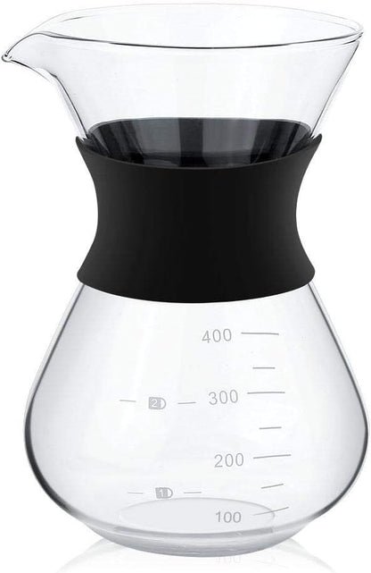 Yosoo Elegant Hand Pour Over Coffee Maker Set, Reusable Manual Drip Filter, Glass Carafe & Stainless Steel Filter