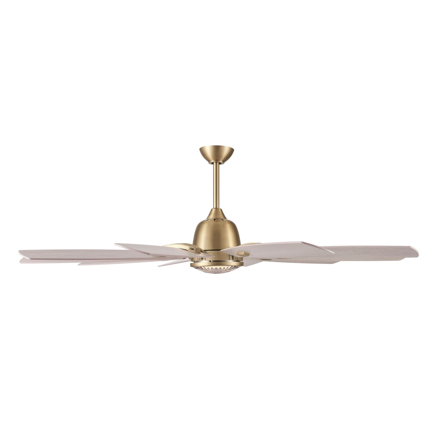 MINKA-AIRE Barn 65" 10-Blade 5CCT LED Smart Ceiling Fan - Legacy Brass and Bleached Wood Blades with Clear Glass