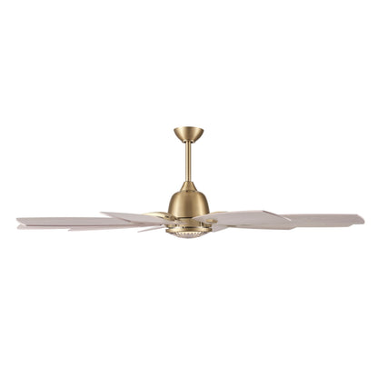 MINKA-AIRE Barn 65" 10-Blade 5CCT LED Smart Ceiling Fan - Legacy Brass and Bleached Wood Blades with Clear Glass