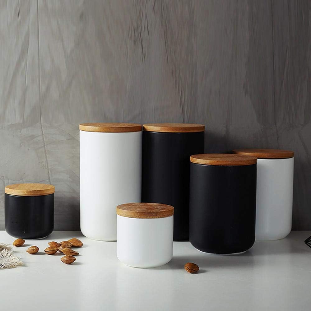 Food Storage Canister - Ceramic Kitchen Canisters with Airtight Bamboo Lid, 1000ml