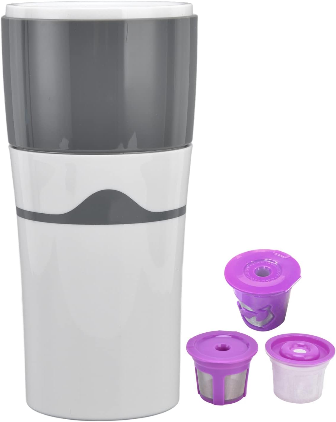 Zerodis Portable Drip Coffee Maker, 450ml Travel Machine for Hot and Cold Brew Coffee (Gray)