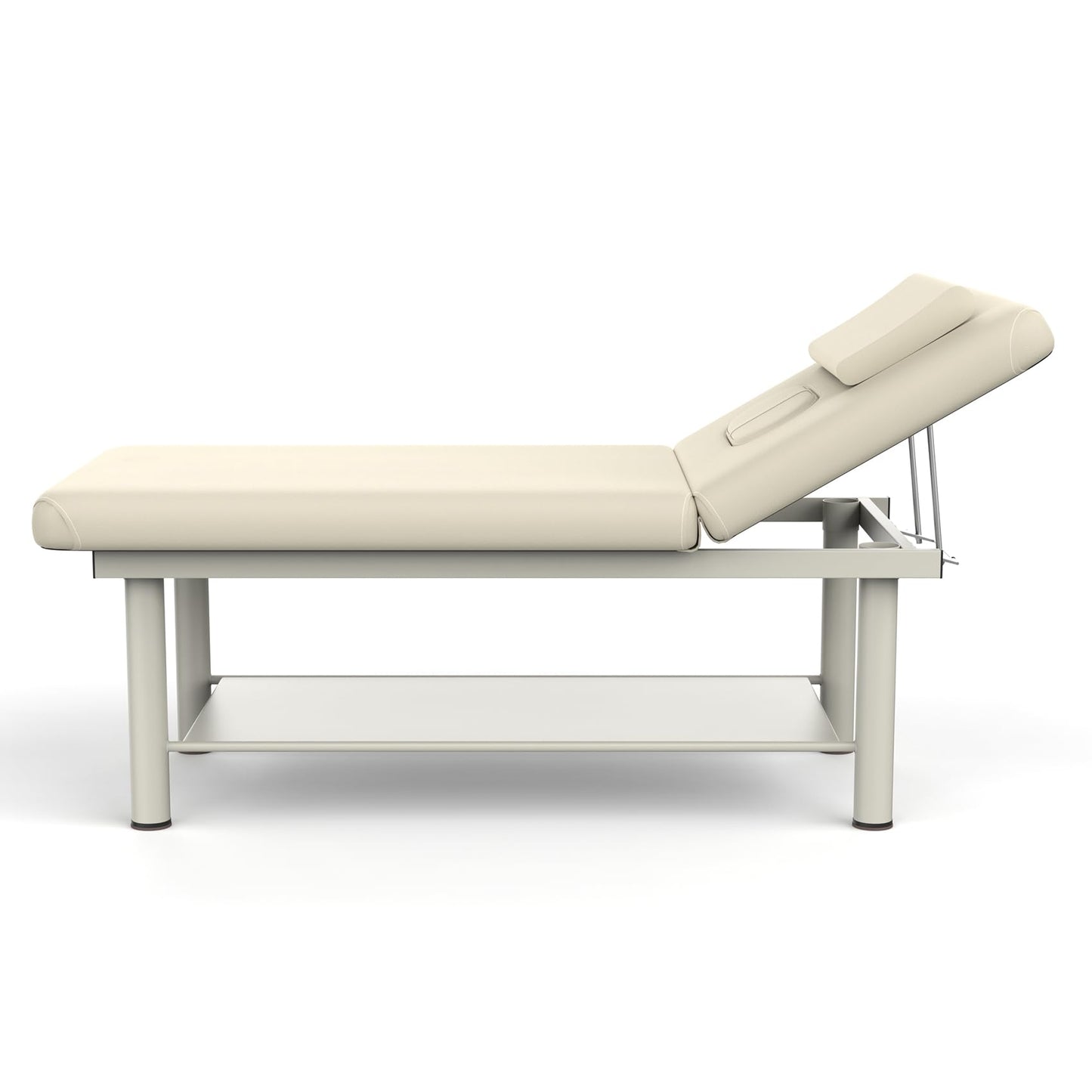 Heavy Duty Professional Stationary Massage Bed Wide Massage Table with Backrest for Treatment Physical Therapy Spa Facial Bed, Metal Frame PU Leather Segmented Structure