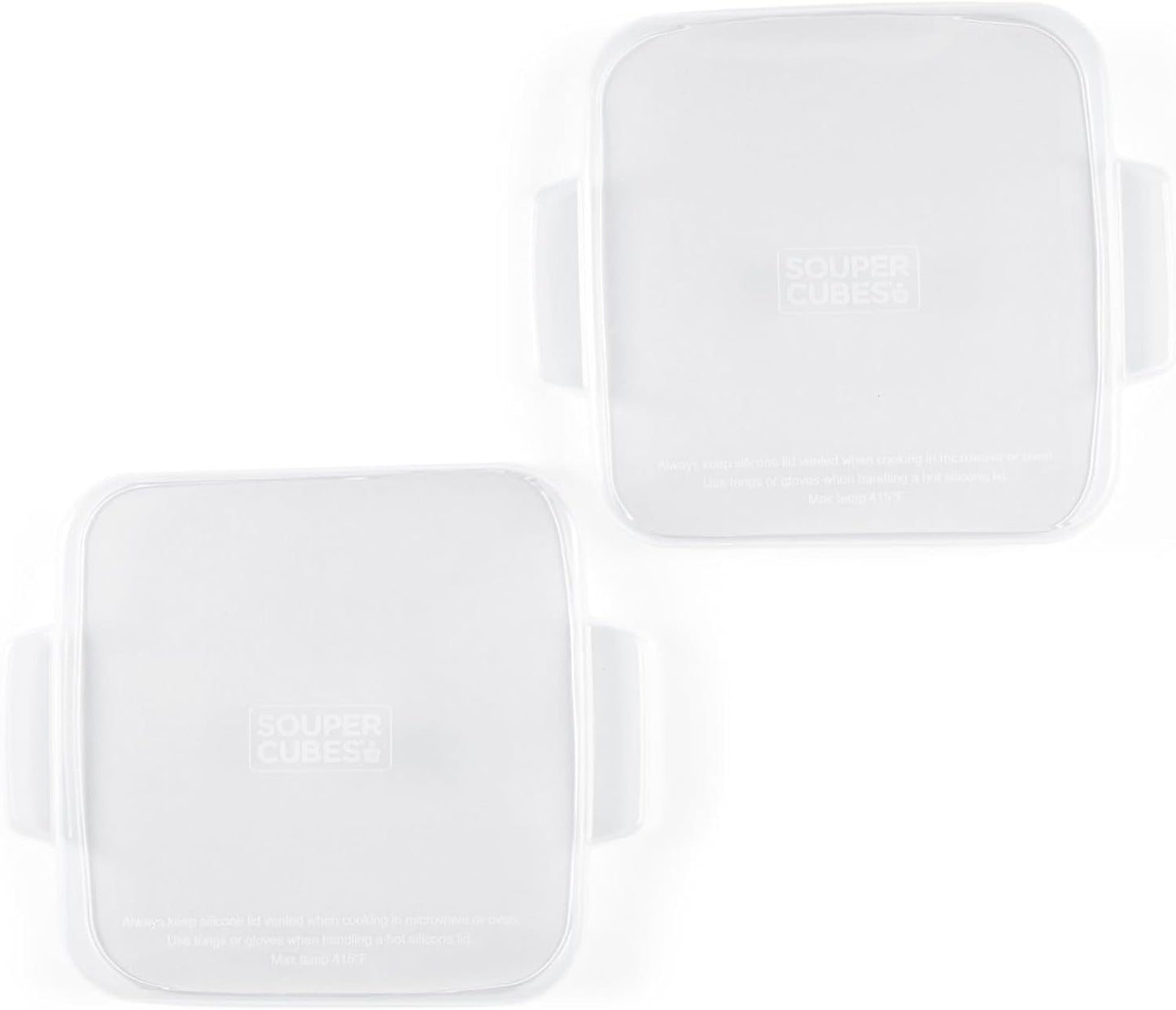 Souper Cubes | 5 x 5 Stoneware Ceramic Baking Dishes with Silicone Covers - Set of 2