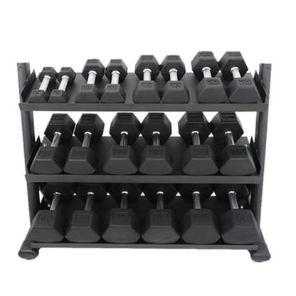 TKO 3-Tier Dumbbell Rack & Kettlebell Rack | Perfect for Any Home Gym | Black Weight Stand | Keep Your Workout Area Clean & Safe