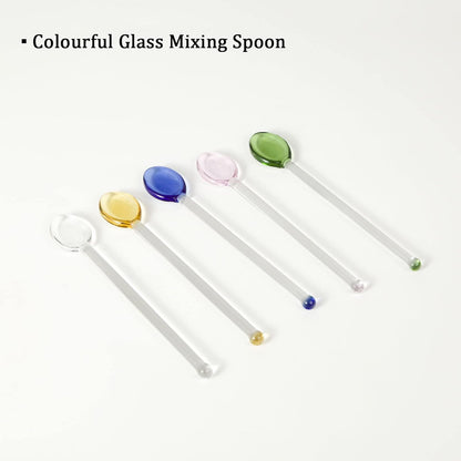 Generic 5Pcs Glass Stirring Spoons, Heat Resistant Mixing Rod for Coffee, Tea, Yogurt, Ice Cream