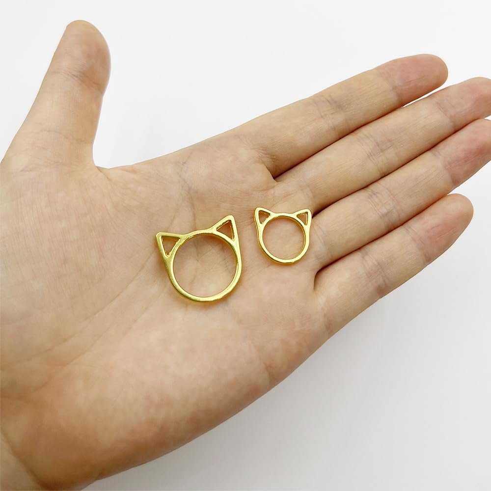30Pcs Knitting Stitch Marker Metal Cat Head Shaped Stitch Markers for Knitting and Crocheting 2 Sizes Gold Needles Stoppers Locking Sewing Accessories
