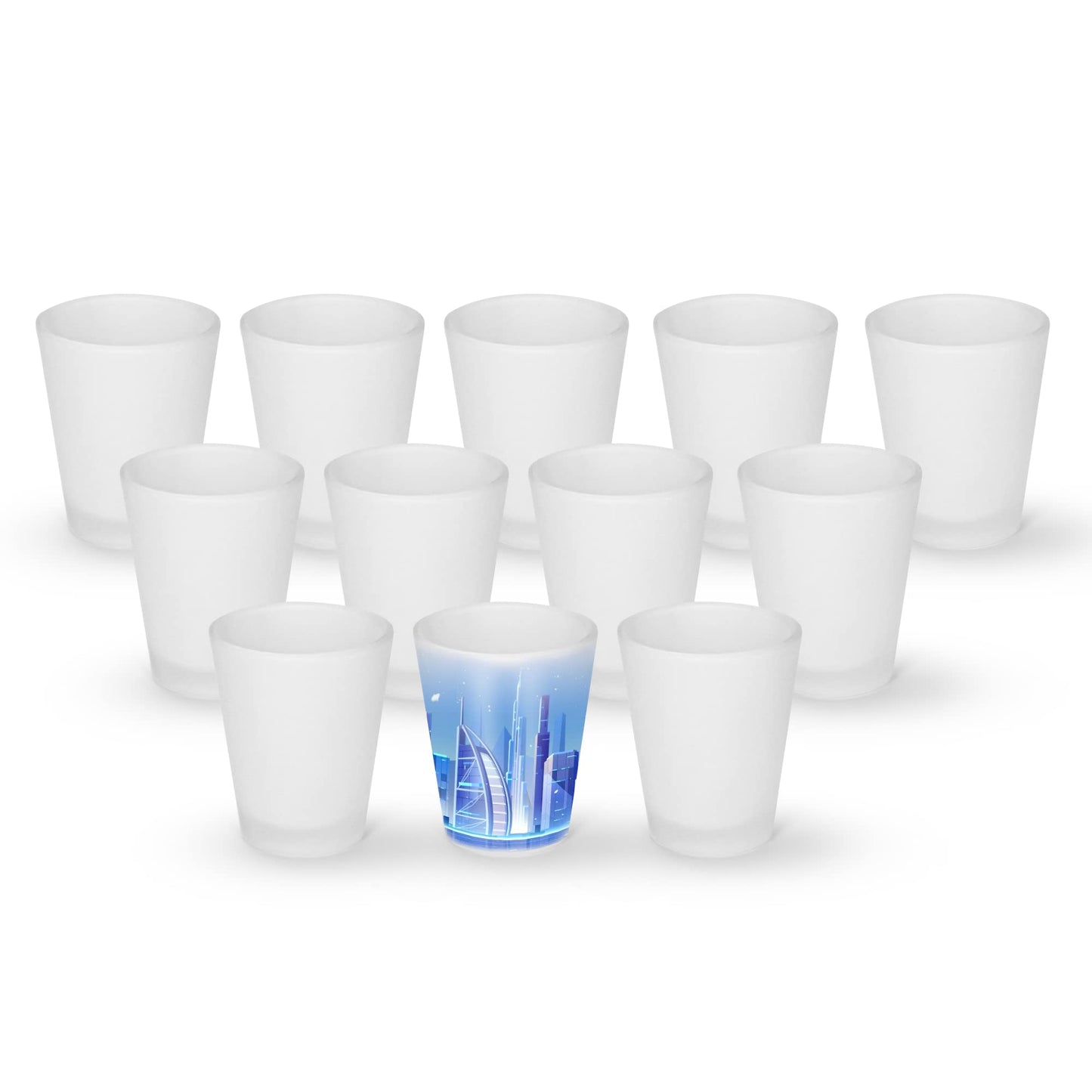 AGH Sublimation Frosted Shot Glasses - 1.5 oz Set of 12 with Heavy Base for Whiskey, Tequila, Vodka, Espresso