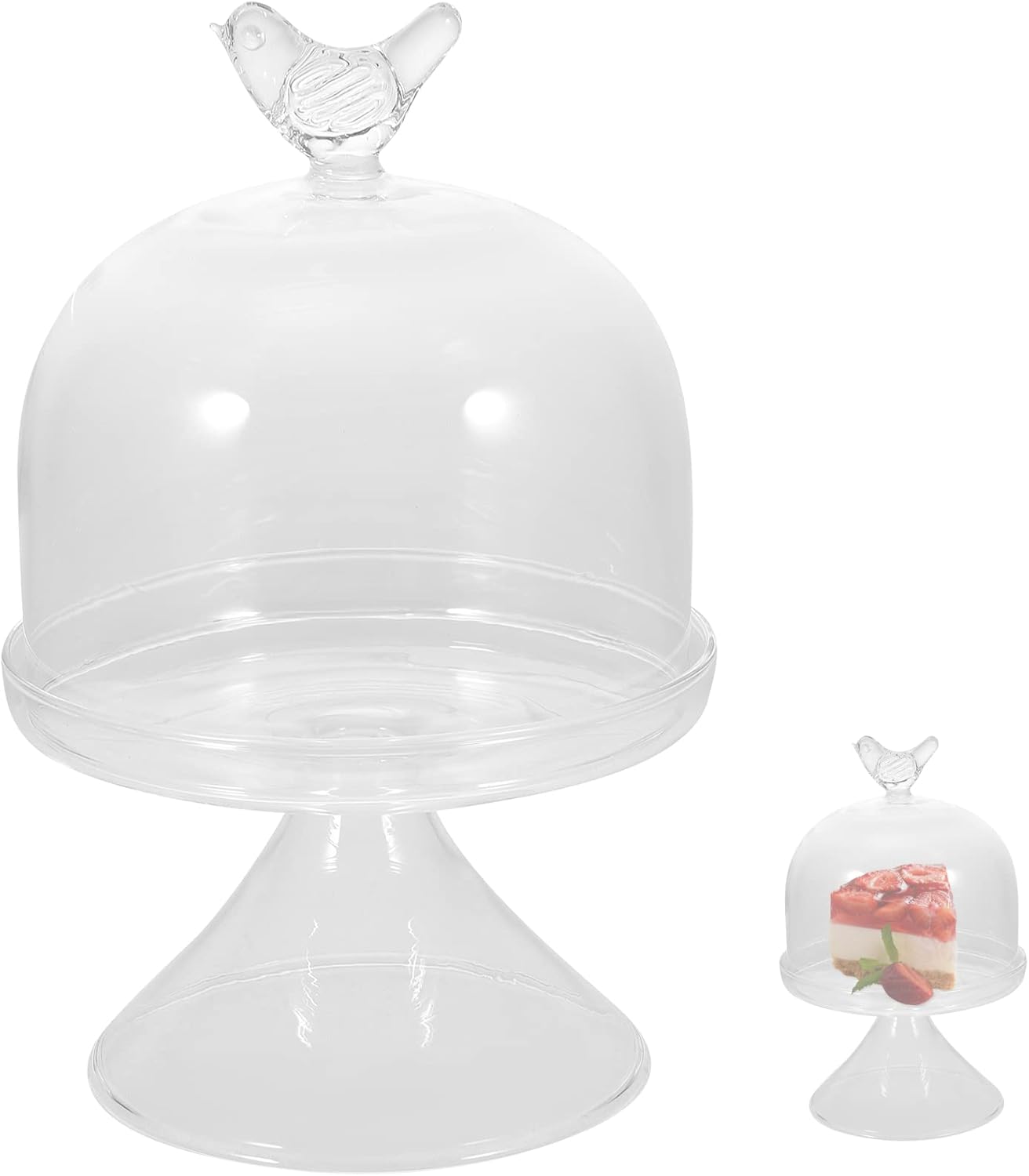 Glass Cake Plate with Dome, Small Cake Display Server Tray for Kitchen, Birthday Party, Wedding