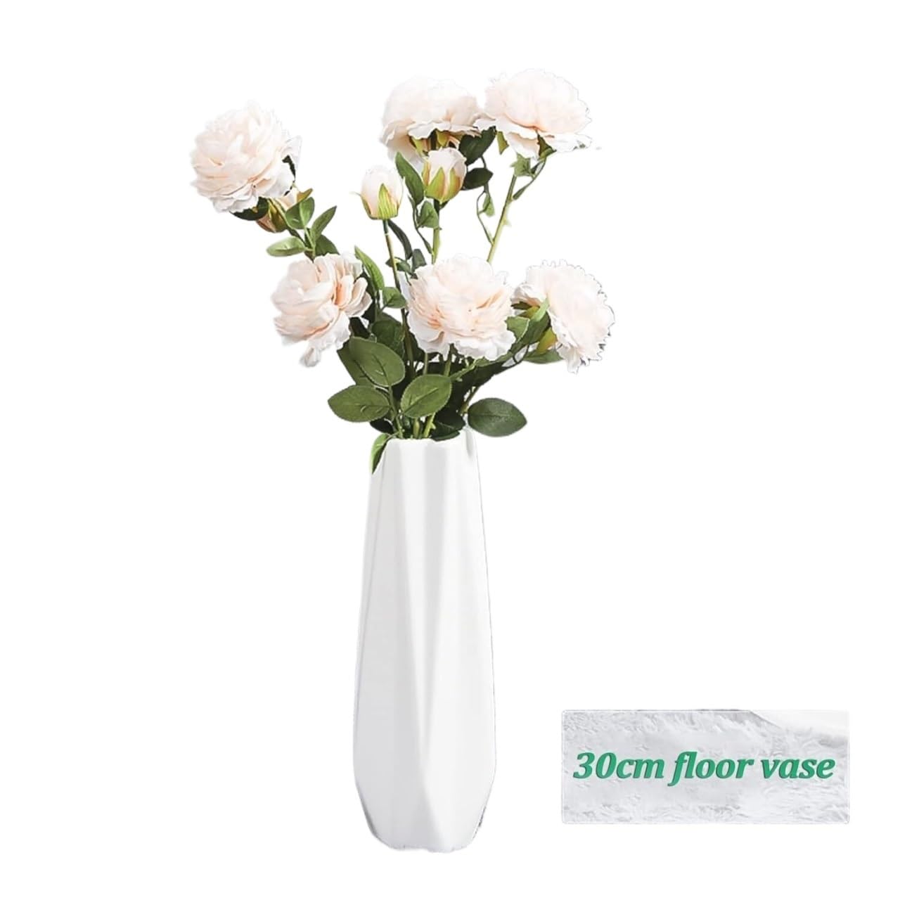 UWYTGF Floor Vase Ceramic Vase,Decorative Large,Floor,Large Floor Vase,White Ceramic Vase,Handcrafted,Sophisticated Vessel for Decorative Branches and Dried Flower,White-45Cm,White,30cm