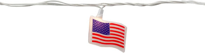 Set 7.5' 10ct Northlight American Flag Indoor Outdoor Patriotic Patio Light - White Wire