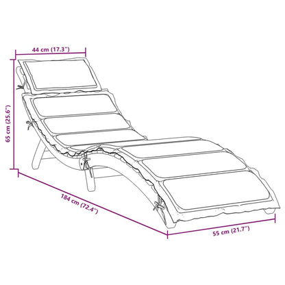 Yisssmeng Solid Acacia Wood Sun Lounger with Thick Padded Beige Cushion, Foldable Outdoor Patio Lounge Chair for Poolside Garden and Balcony, Slatted Design Wood Chaise Daybed