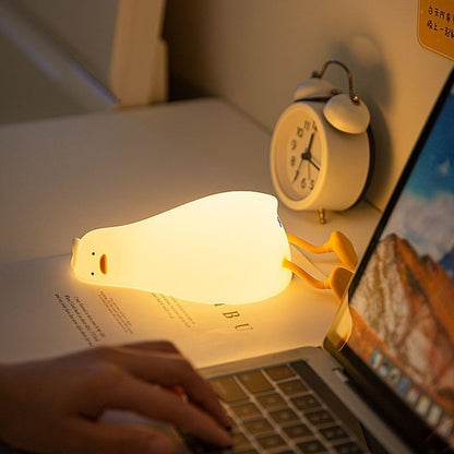 VOIDEAN Duck Night Light Silicone, Lying Flat Duck Night Lamp, Kids Room Decor Atmosphere Night Light, Baby Nursing Bedside Touch Lamp，Rechargeable and Dimmable LED Light, Cute Christmas Gift.