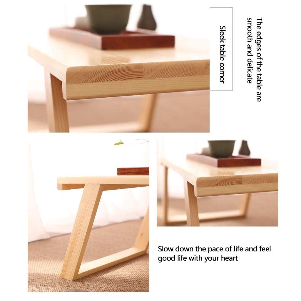MHJKHG Wooden Small Coffee Table Floor Low Table Small Dining Table Laptop Table Children's Study Table Pine Material Simple Installation，Wood Color 70x40x30cm