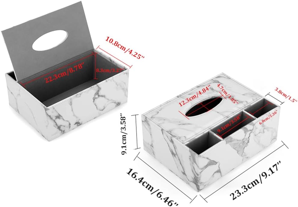PU Leather Tissue Box Cover, Multifunctional Holder with Stationery Remote Control Box, Stylish Desktop Tissue Paper