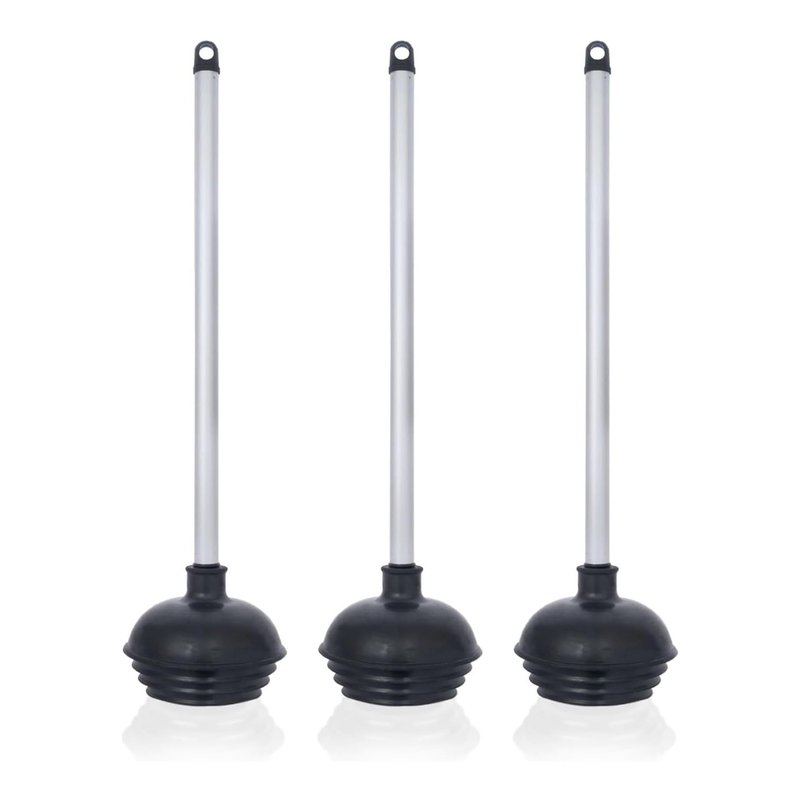 NEIKO 60180A Toilet Plungers, 3 Pack, Patented All-Angle Design, Heavy Duty, Aluminum Handle, Residential, Commercial, and Industrial Building Sanitation Use