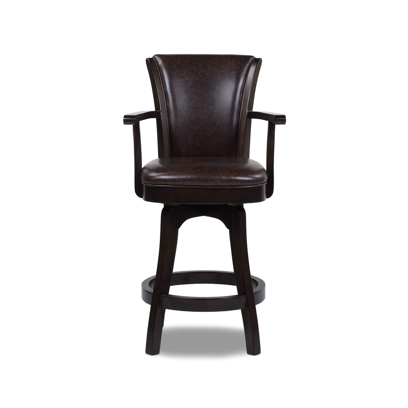 Jennifer Taylor Home Williams 27” Swivel Counter Height Bar Stool, Vintage Brown Faux Leather