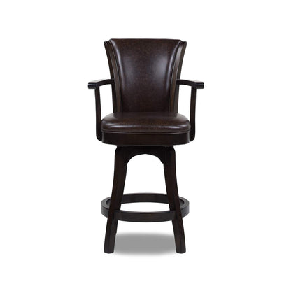 Jennifer Taylor Home Williams 27” Swivel Counter Height Bar Stool, Vintage Brown Faux Leather