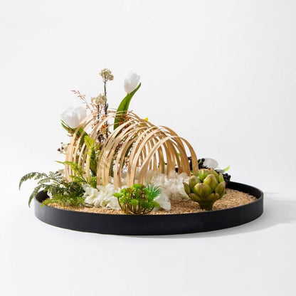 Artificial Bonsai Tree Large Round Table in The Middle of The Turntable Flower Hotel Table Restaurant Light Luxury Decorations Landscape Decorations Artificial Plant Bonsai Tree(Small)