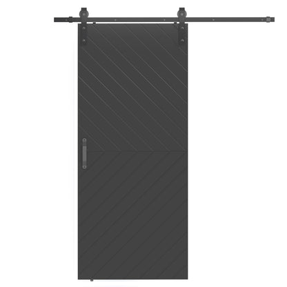 JUBEST 36 in. x 84 in. Sliding Barn Door Modern Door with 6FT Hardware Kit Icluded, Hollow-core Chevron Interior Doors with PVC Covered, Waterproof Surface, Easy to Install, Black