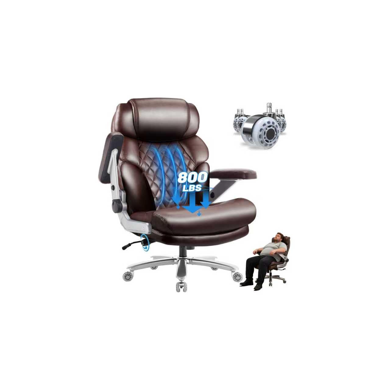 800LBS Big and Tall Office Chair for Heavy People, Heavy Duty Executive Chair with High Back, Extra Wide Seat and Adjustable Lumbar, Large Computer Desk Chair with 5D Flip Arms for Home Office